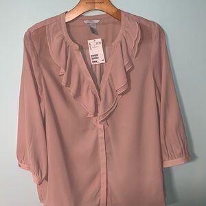 H&M dusty pink ruffle blouse